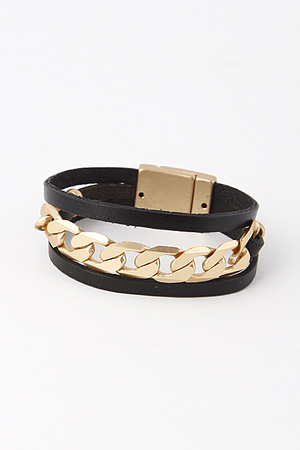 Thick Chain Centered Stranded Magnetic Bracelet 5FBG15